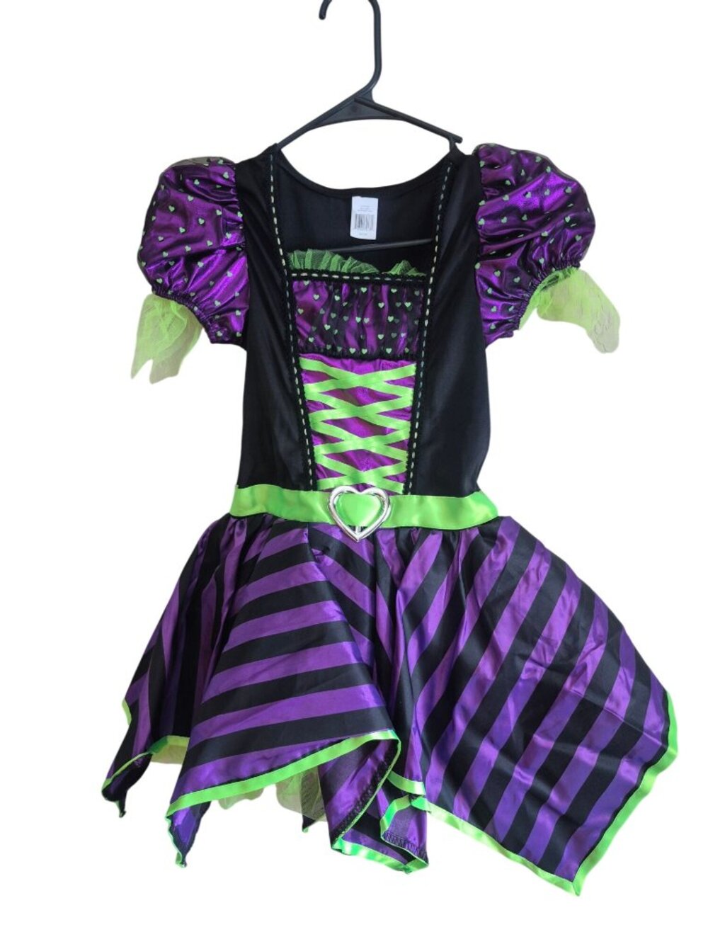 Halloween Costume Purple & Green Striped Witch Dress Size M (7/8)